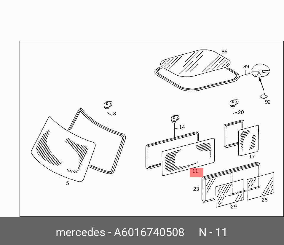 A6016740508 MERCEDES-BENZ СТЕКЛО БОКОВОЕ