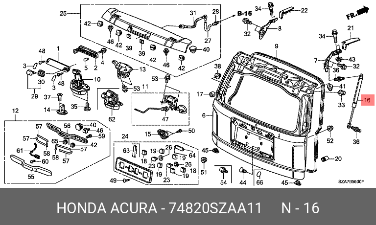 74820SZAA11 HONDA Амортизатор крышки багажника