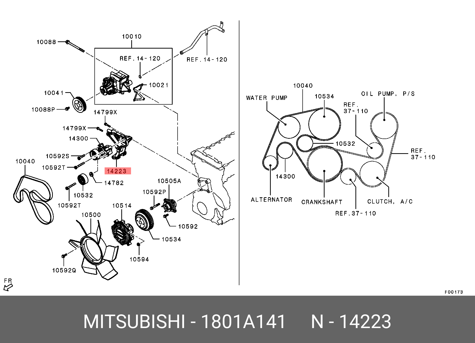 1801A141 MITSUBISHI BRACKET,ALTERNATOR MOUNTING