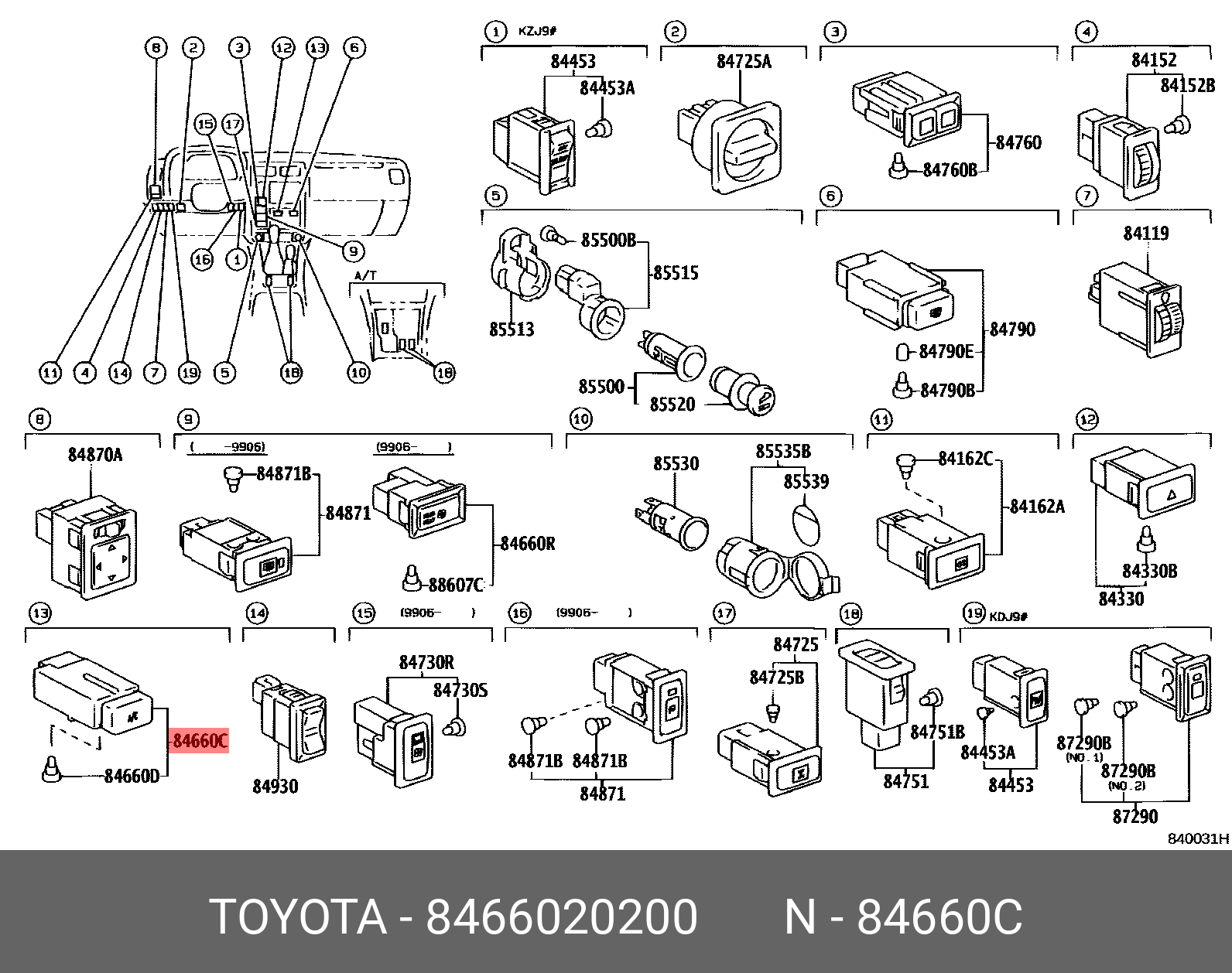 8466020200 TOYOTA ПЕРЕКЛЮЧАТЕЛЬ