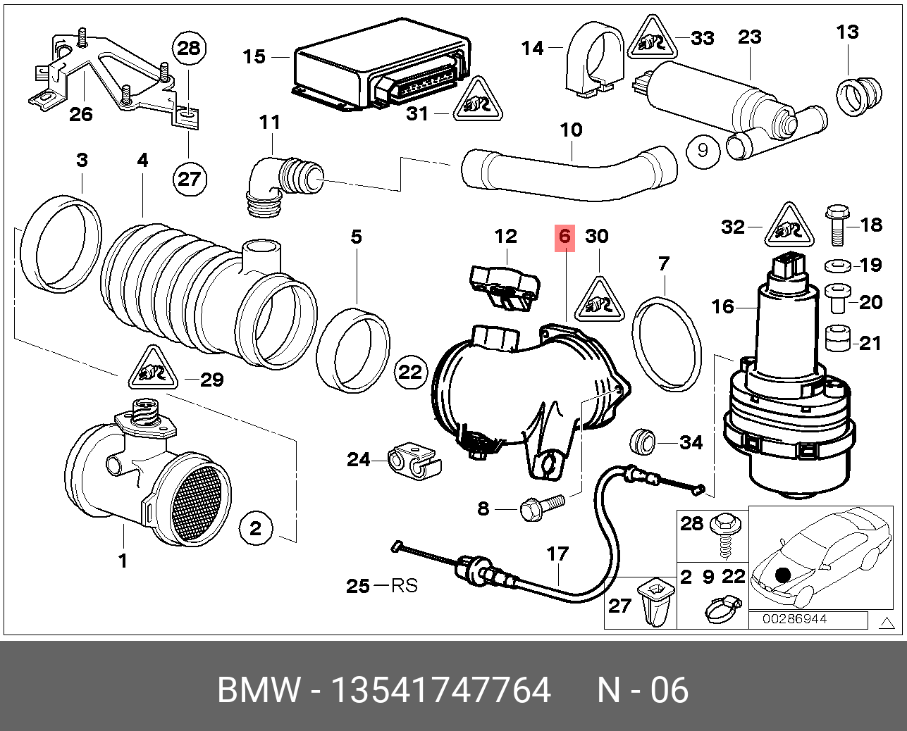 13541747764 BMW Корпус пусковой заслонки - система ASC,VORKLAPPENSTUTZEN-ASC,Throttle body