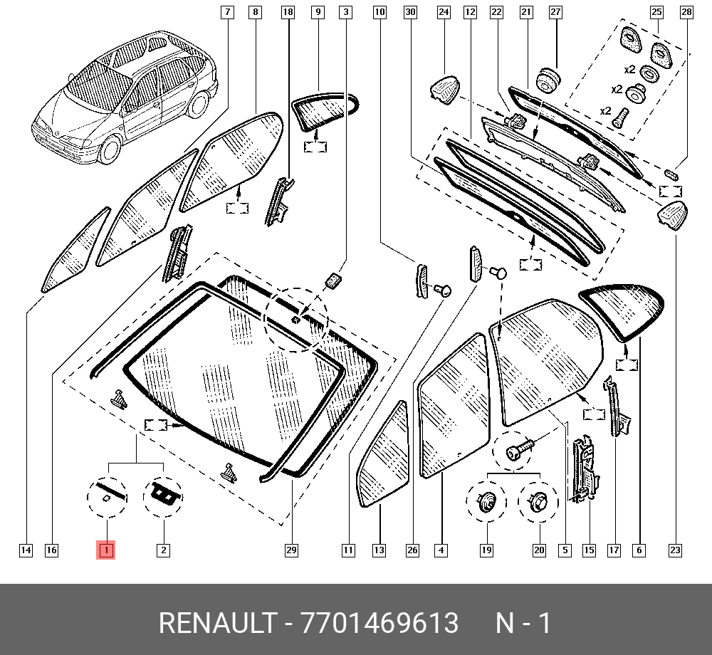 7701469613 RENAULT СТЕКЛО ЛОБ