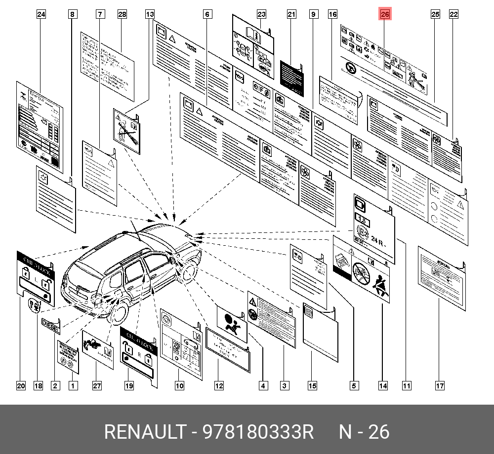 978180333R RENAULT НАКЛЕЙКА ИНФОРМАЦИОННАЯ (ПЛАС)