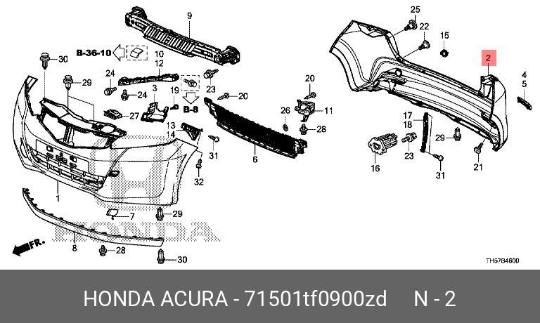 71501TF0900ZD HONDA БАМПЕР ЗАДНИЙ