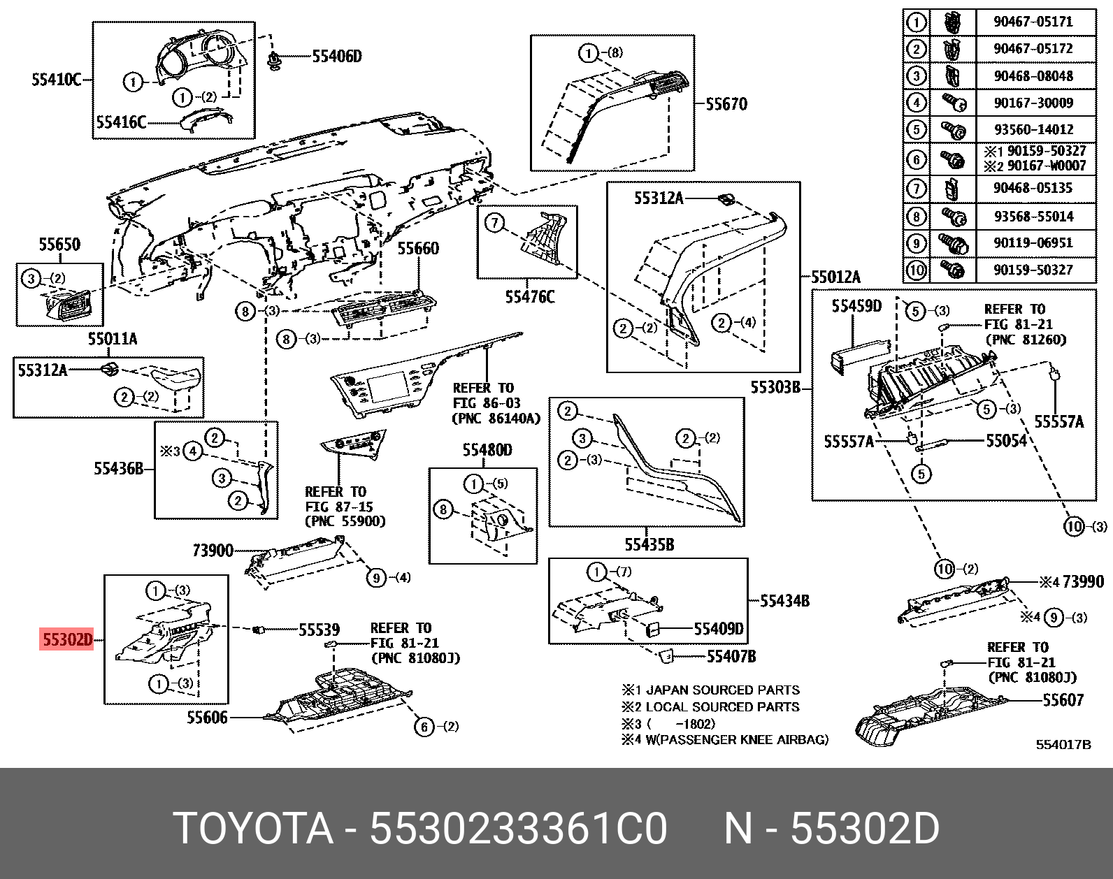 5530233361C0 TOYOTA ПАНЕЛЬ