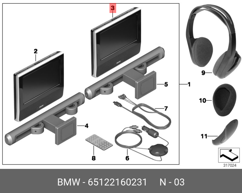 65122160231 BMW Монитор в задней части салона