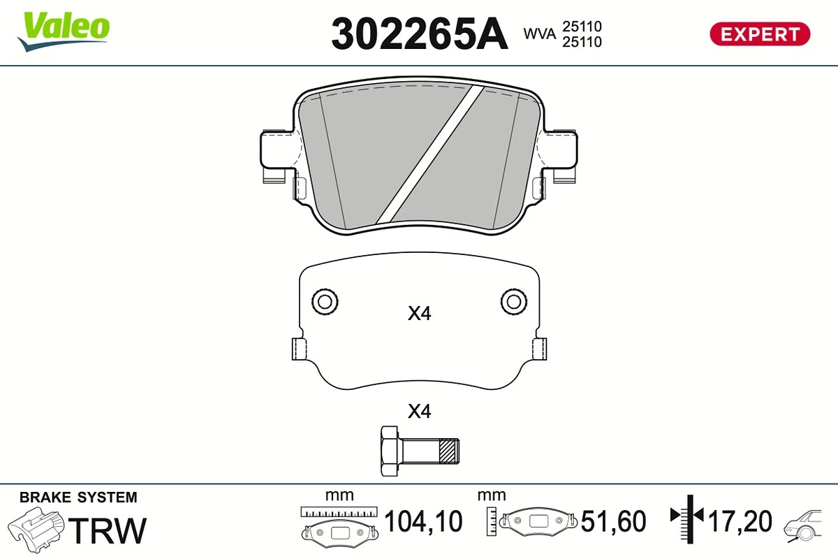 302265A VALEO Колодки тормозные дисковые