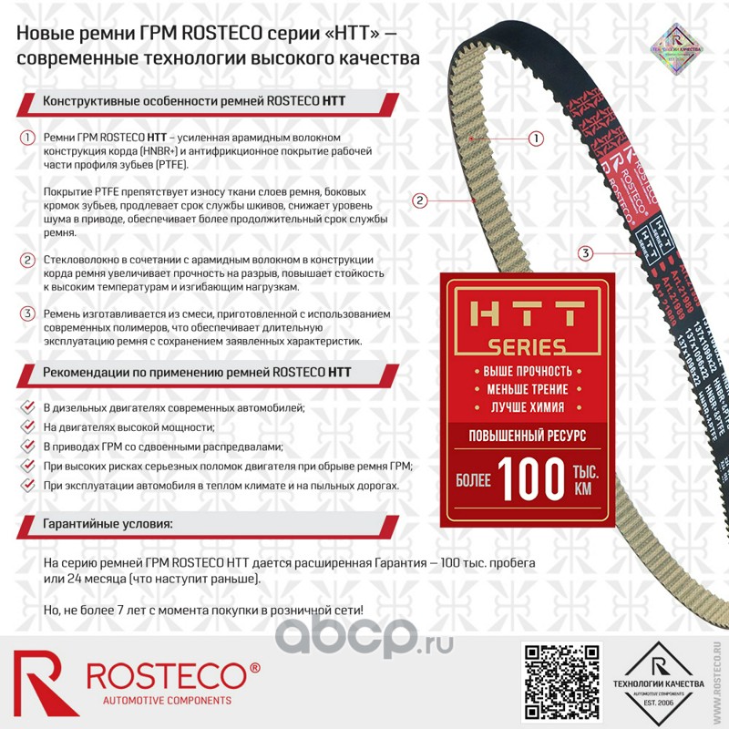 23446 ROSTECO К-т привода ГРМ ремень 130x1238x23 HNBR+PTFE+2 ролика 3дет