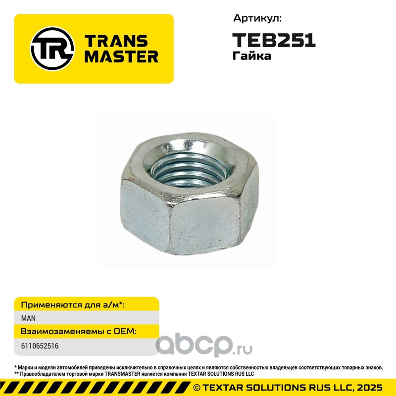 TEB251 TRANSMASTER Гайка MAN