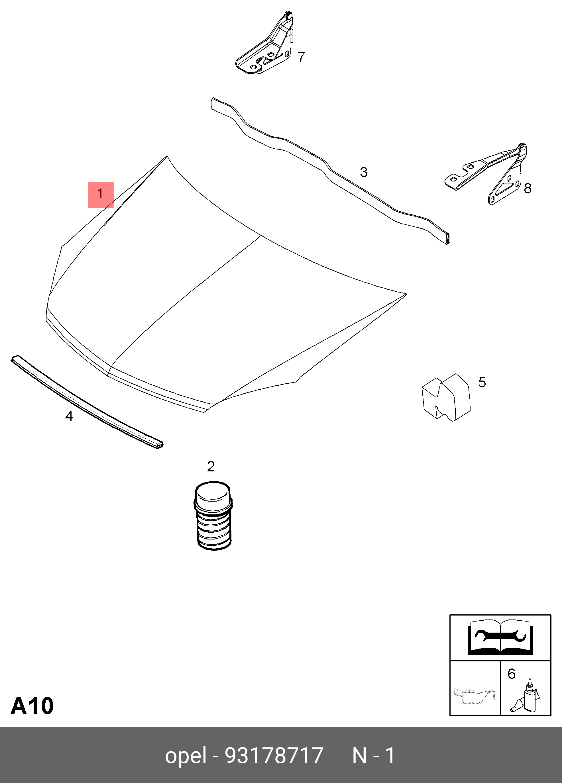 93178717 GENERAL MOTORS Капот / OPEL Astra H 93178717 GENERAL MOTORS Капот / OPEL Astra H