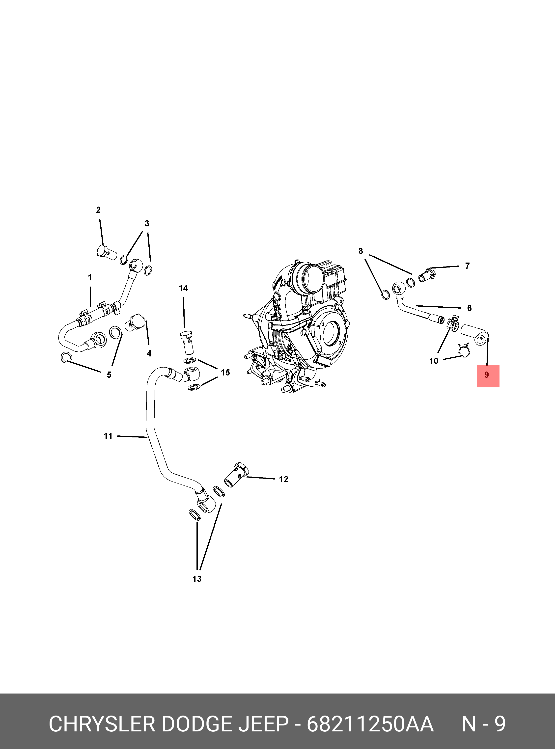 68211250AA CHRYSLER HOSE TURBO WATER RETURN