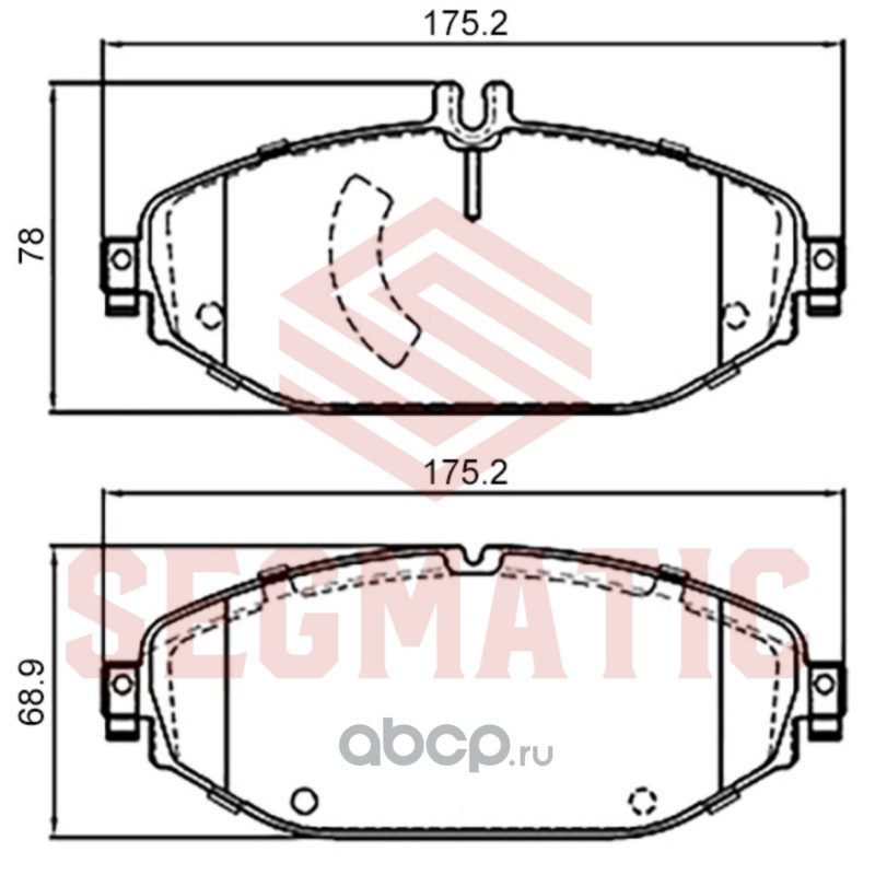 SGBP2840 SEGMATIC Колодка торм диск пер MERCEDES BENZ W205 C250/C300 13-, C180, C250, C300 2015-2018, E200, E220, E250, E300 2016- [175.2*78*18.4/175.2*68.9*18.4]