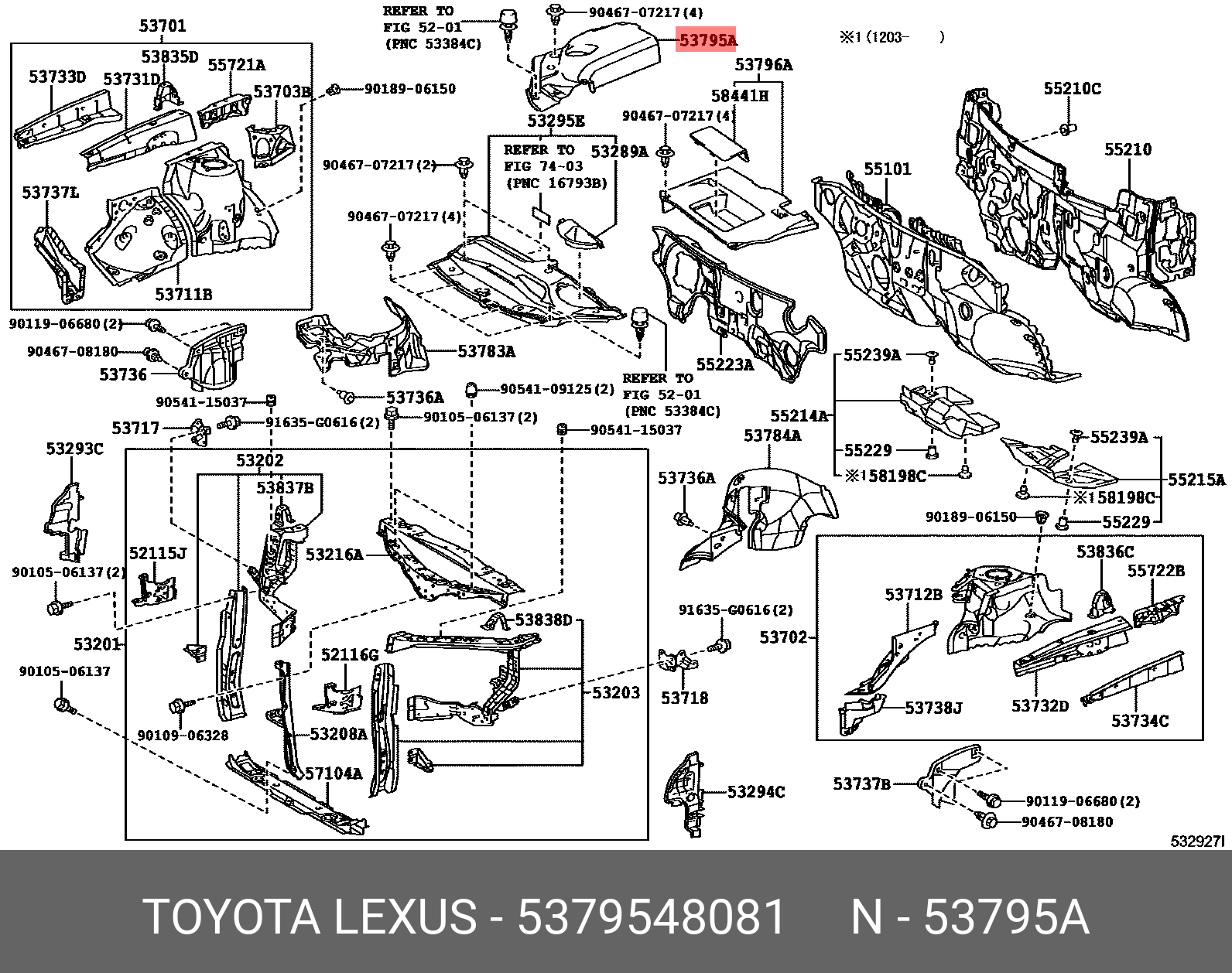 5379548081 TOYOTA COVER, ENGINE ROOM, SIDE