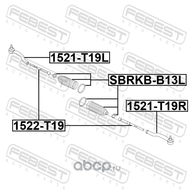 1522T19 FEBEST Тяга рулевая