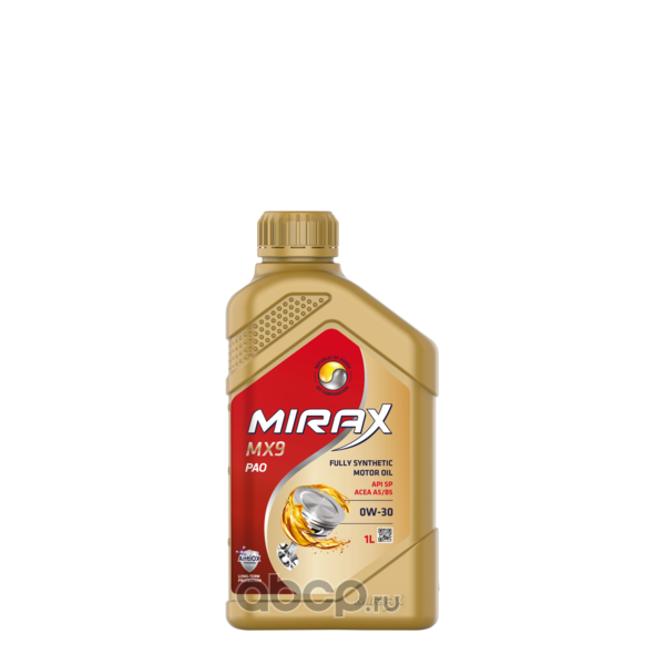 Масло моторное синтетическое  MX9 SAE 0W-30 ACEA A5/B5 API SP 1л MIRAX 607040