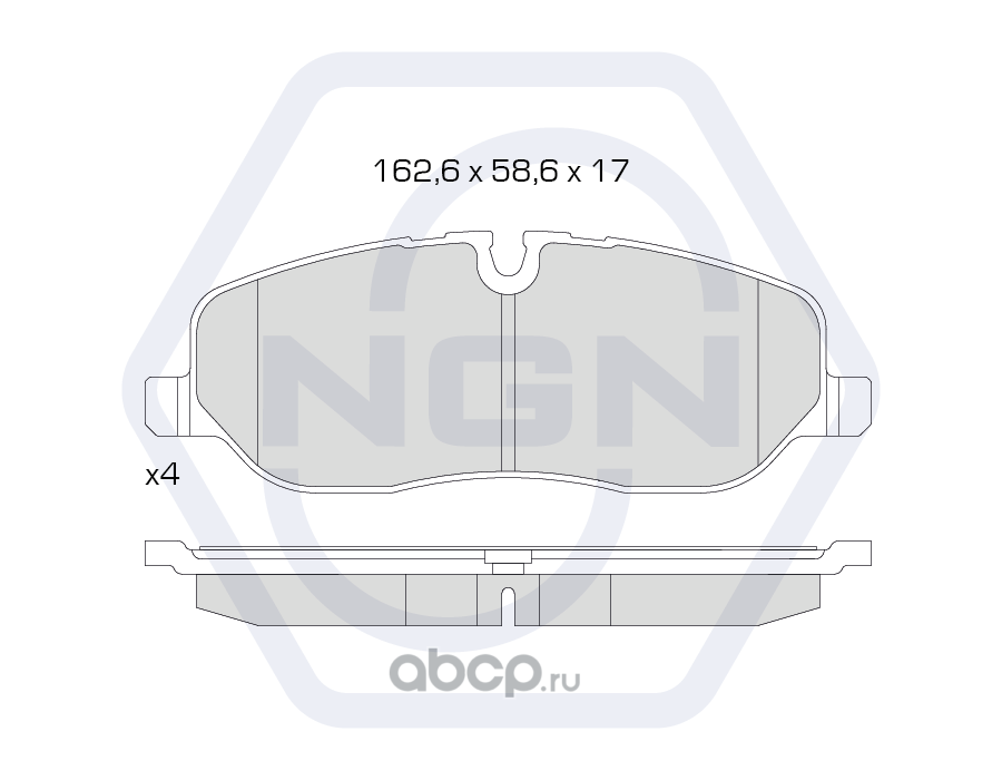 Колодки тормозные дисковые керамические, передние NGN 3501639