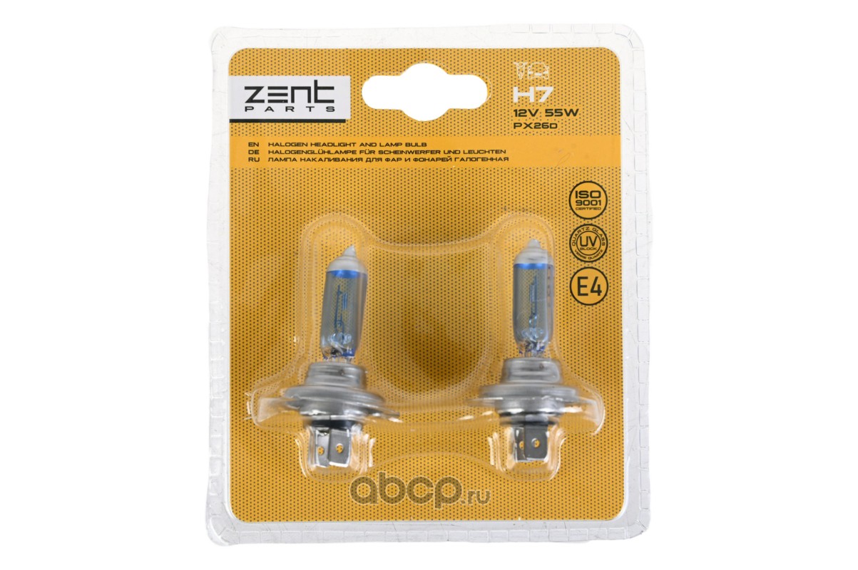 Z09002 ZENTPARTS Лампа галогеновая ZENTPARTS H7 PX26d 12V 55W  2шт
