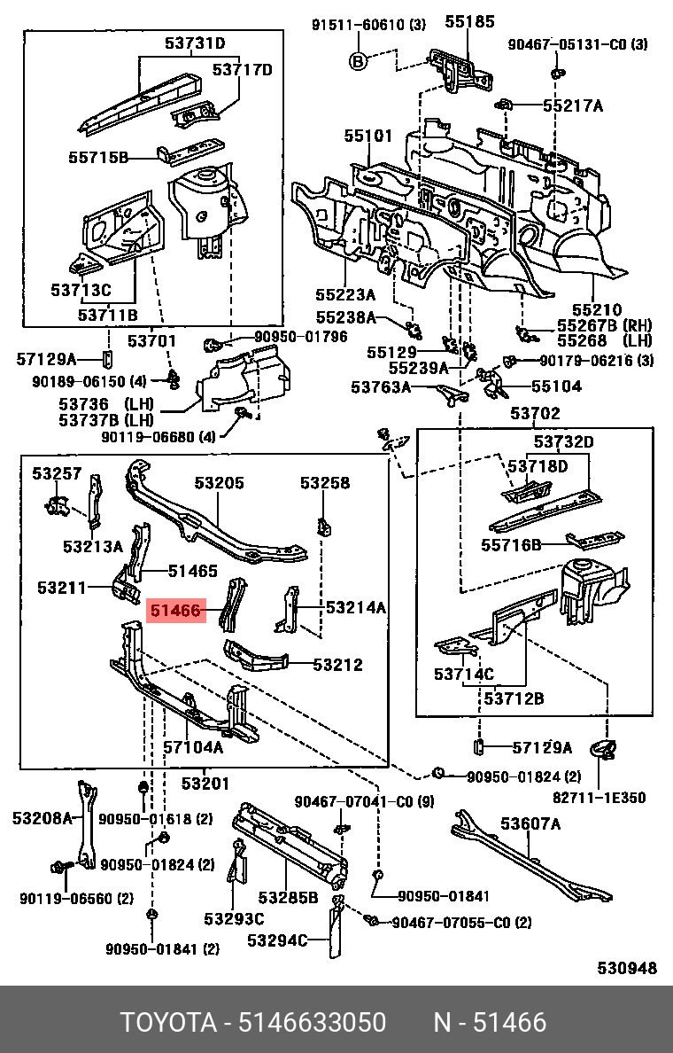 5146633050 TOYOTA КРОНШТЕЙН КУЗОВНОЙ