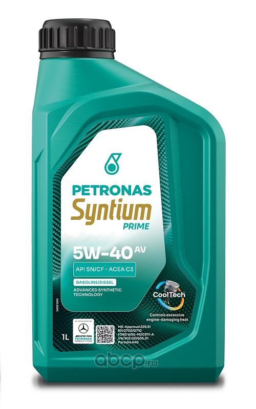 71242E18EU PETRONAS SYNTIUM PRIME AV 5W40 1L МАСЛО МОТОРНОЕ API SN CF, ACEA C3, VW 505.00(01), MB 229.51, A40, RN 0710