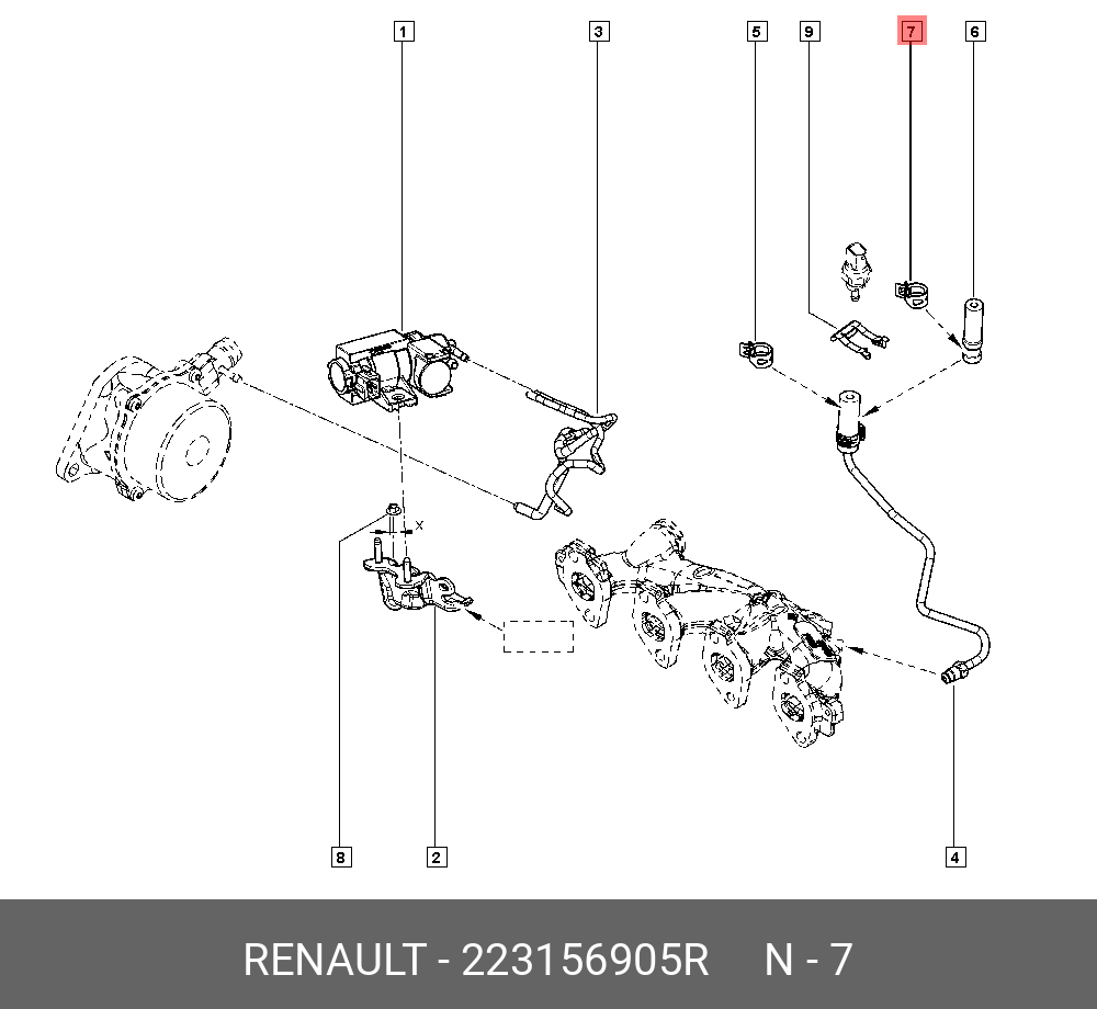 223156905R RENAULT ХОМУТ ТРУБКИ ТУРБОКОМПР (МЕТ)