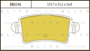 BB0246 BLITZ Колодки тормозные дисковые задние