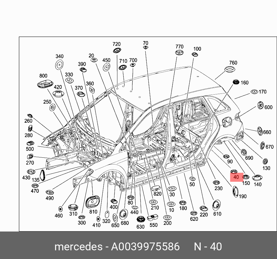 A0039975586 MERCEDES-BENZ ЗАГЛУШКА ПАНЕЛИ ПОЛА