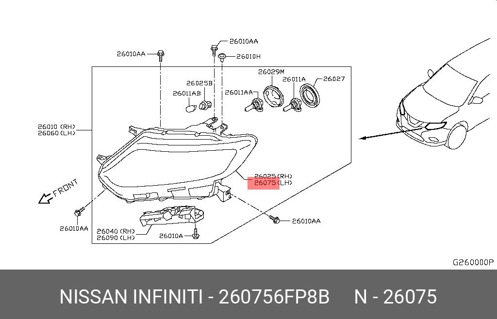 260756FP8B NISSAN Фара головного света