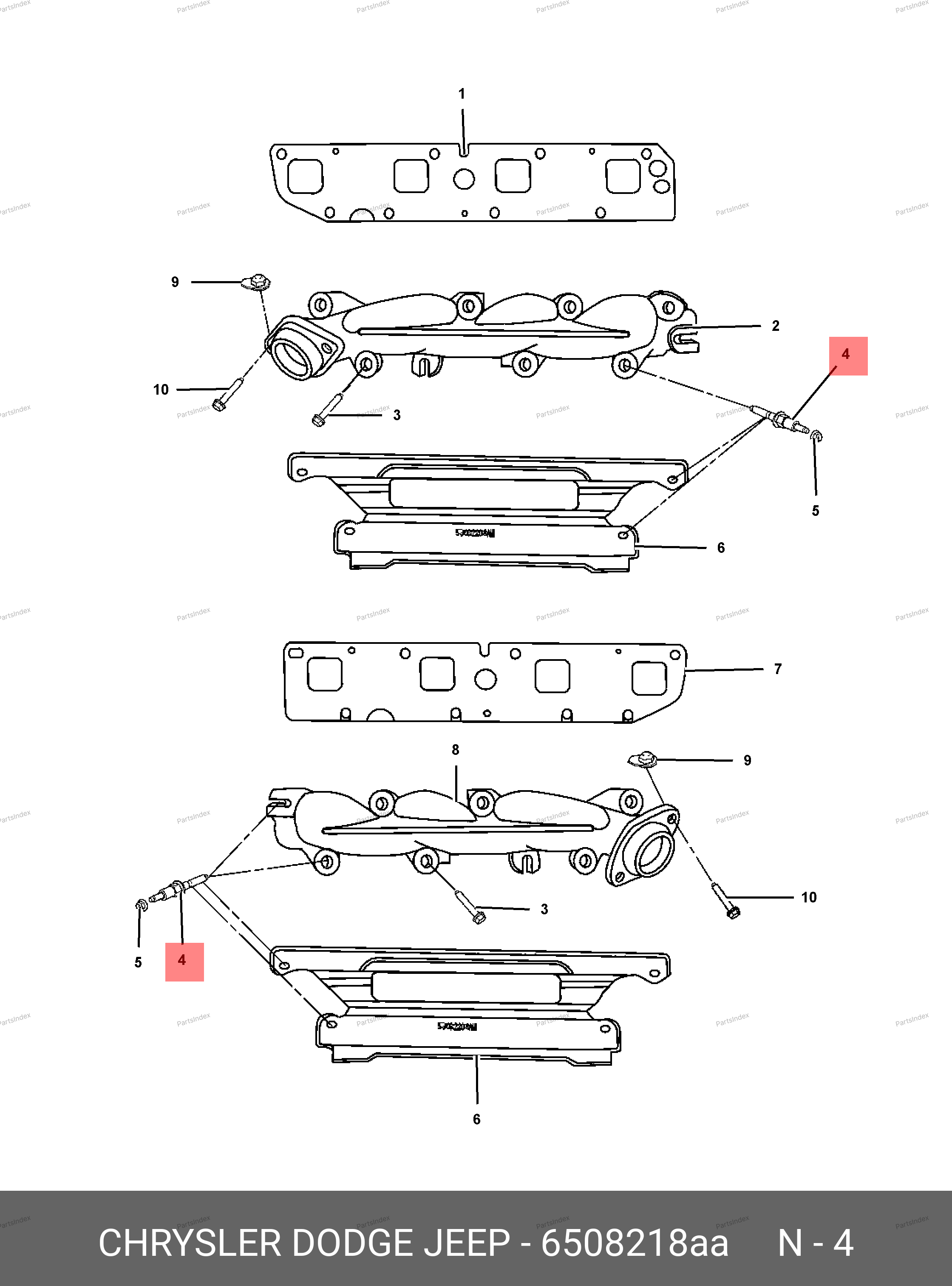 6508218AA MOPAR PARTS Шпилька выпускного коллектора