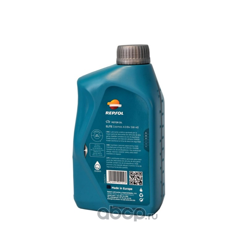 Масло моторное синтетика ELITE COSMOS A3/B4 5W-40 1л. REPSOL 60236R