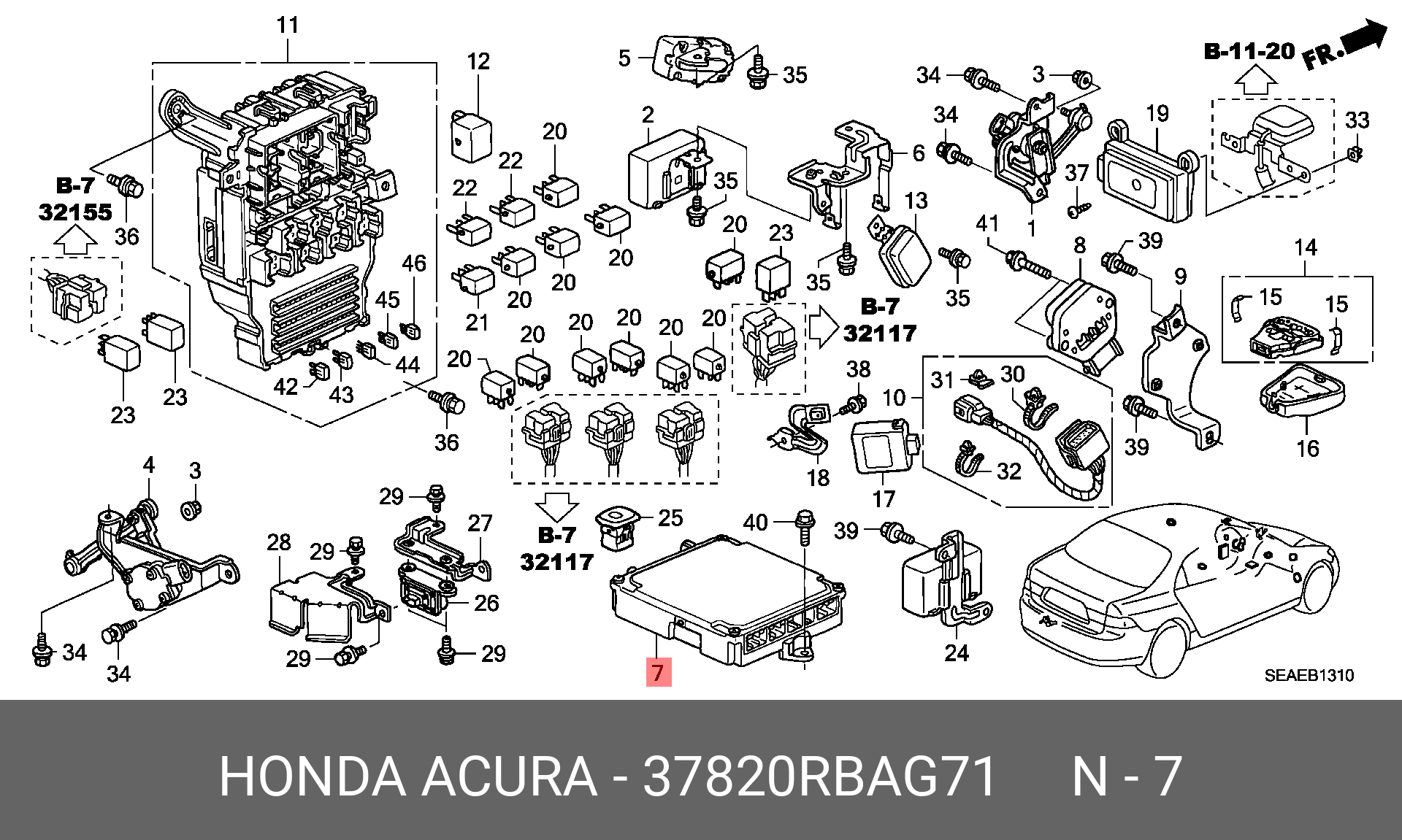 37820RBAG71 HONDA CONTROL MODULE, ENGINE (REWRITABLE)