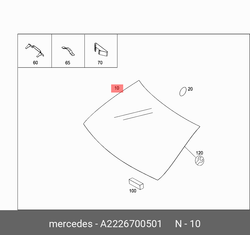 A2226700501 MERCEDES-BENZ СТЕКЛО ВЕТРОВОЕ