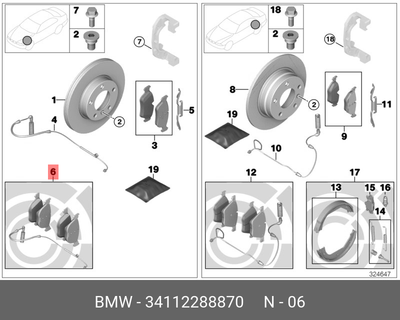 34112288870 BMW Тормозные колодки