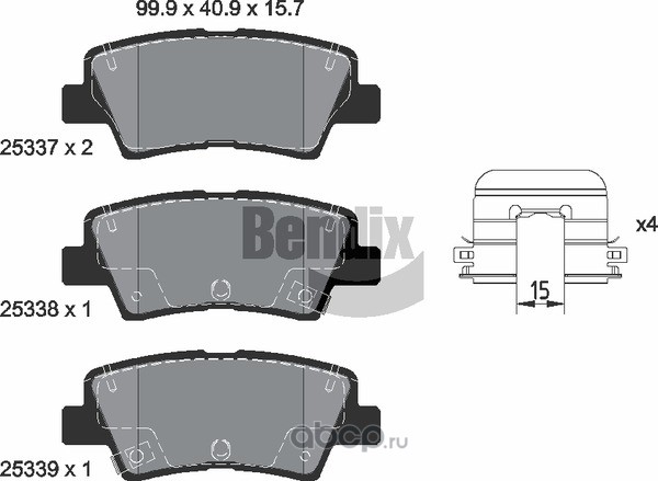 BPD2341 BENDIX Комплект тормозных колодок, дисковый тормоз