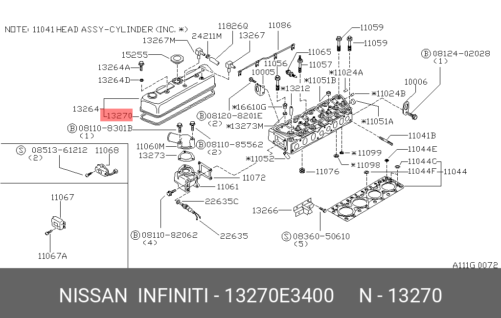 13270E3400 NISSAN ПРОКЛАДКА РЕЗИНОВАЯ
