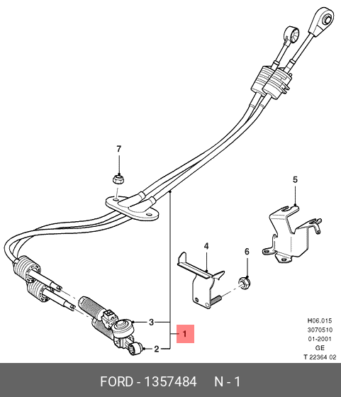 1357484 FORD Трос выбора передач кпп