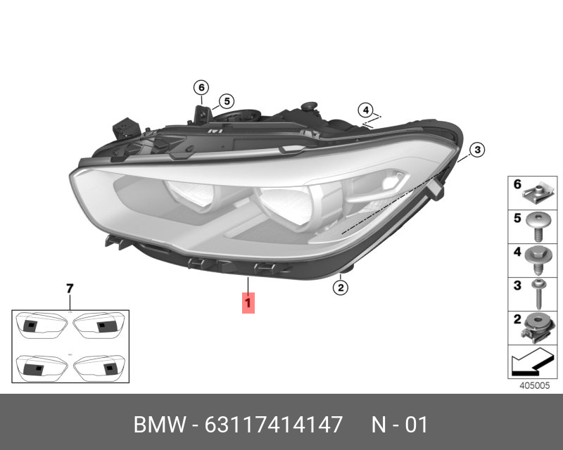 63117414147 BMW Фара LED AHL, левая