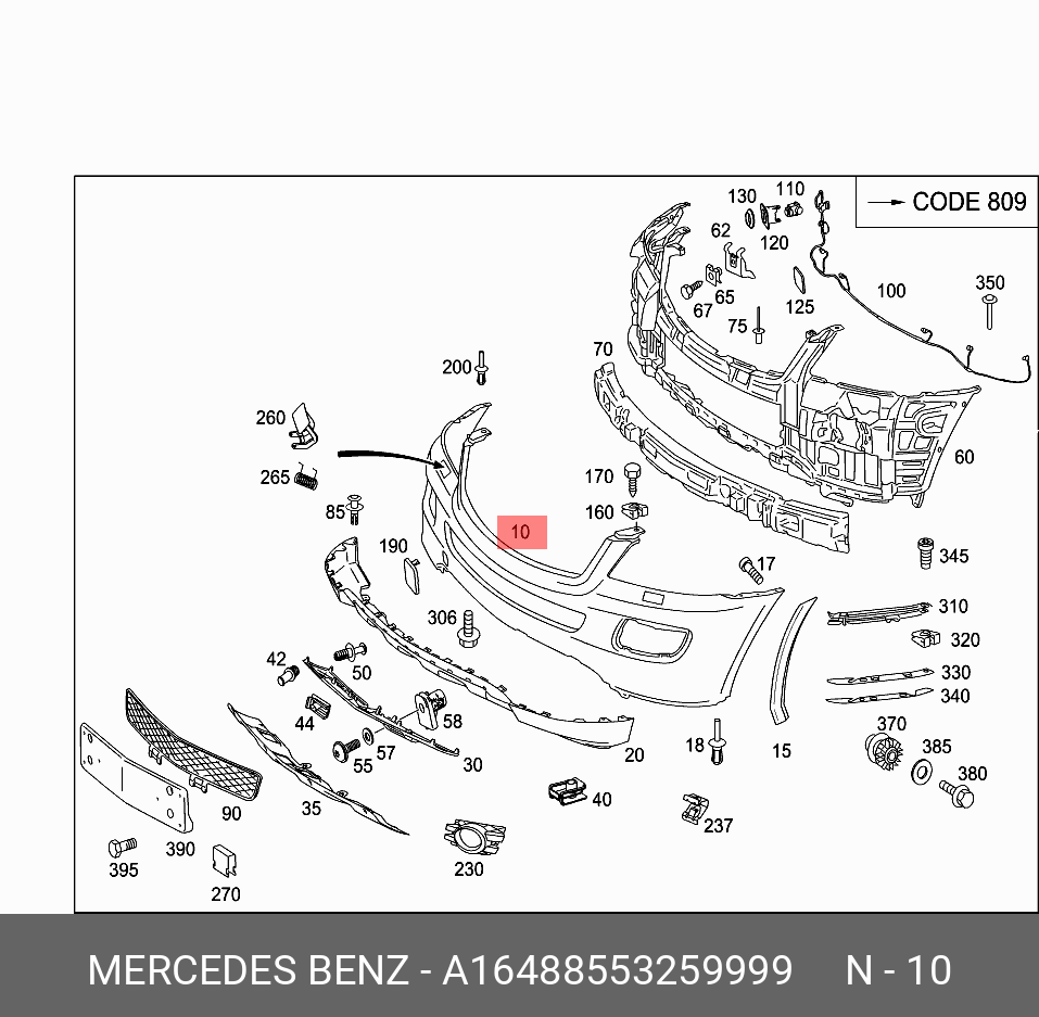 A16488553259999 MERCEDES-BENZ БАМПЕР ПЕРЕДНИЙ
