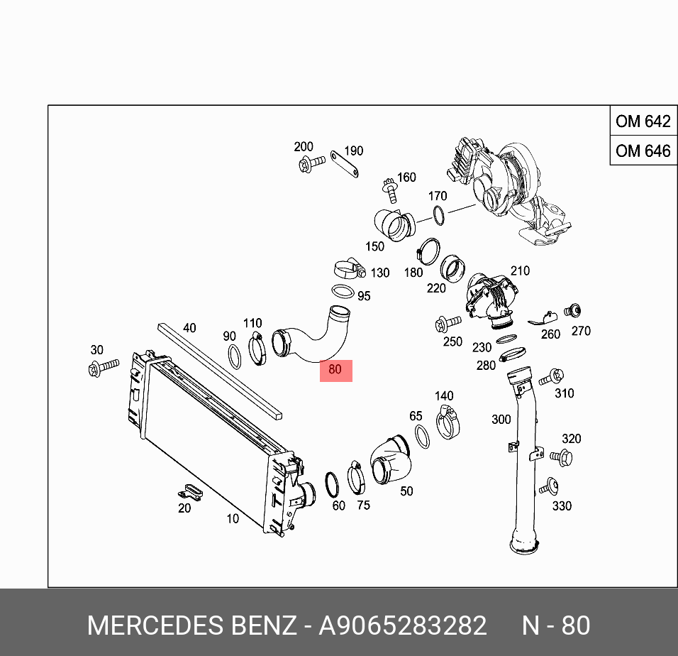 9065283282 MERCEDES-BENZ ШЛАНГ ИНТЕРКУЛЕРА купить в интернет-магазине AvtoTO