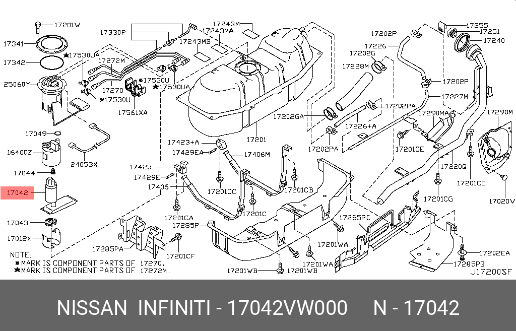 17042VW000 NISSAN НАСОС ТОПЛИВНЫЙ