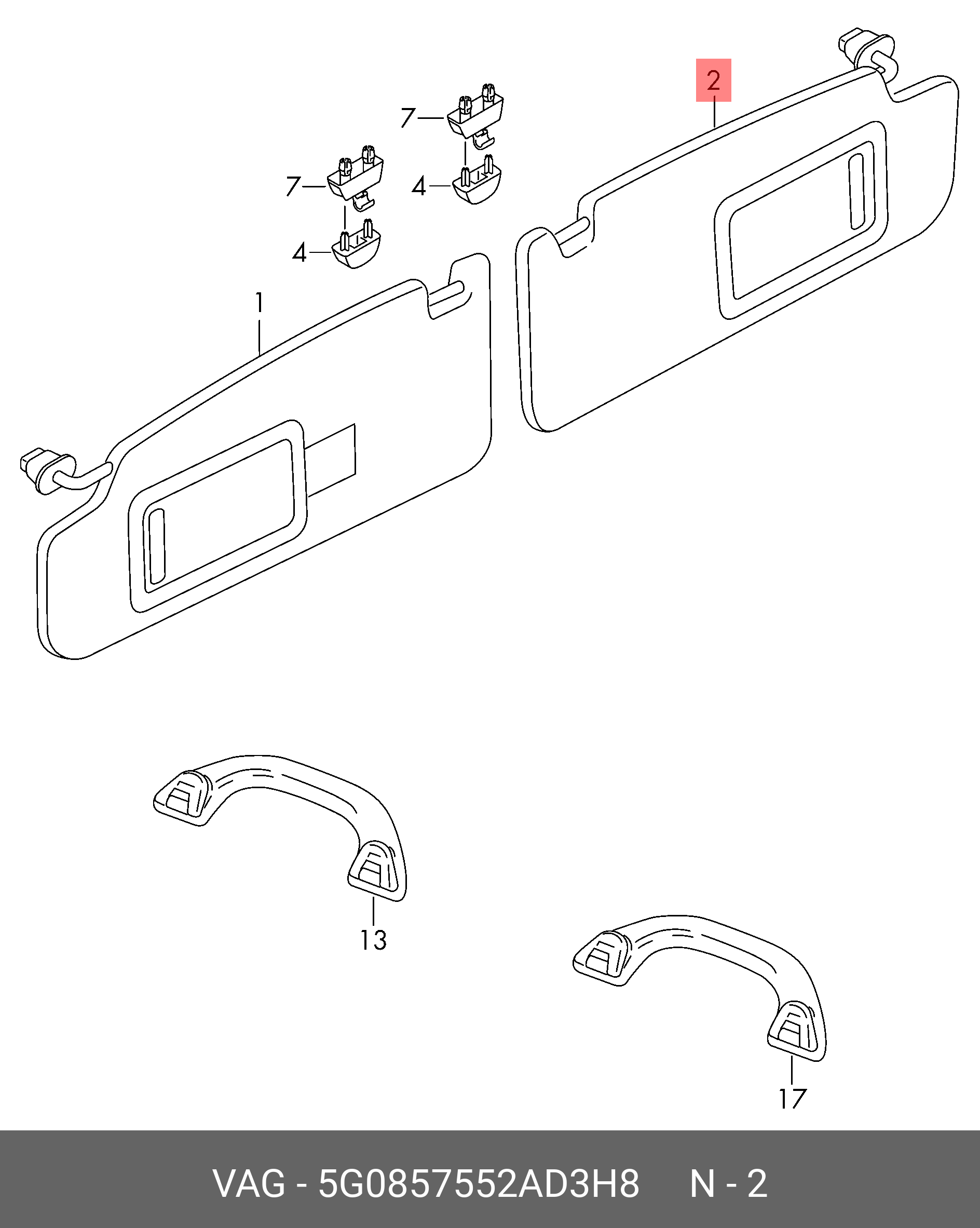 5G0857552AD3H8 VAG Солнцезащитный козыр