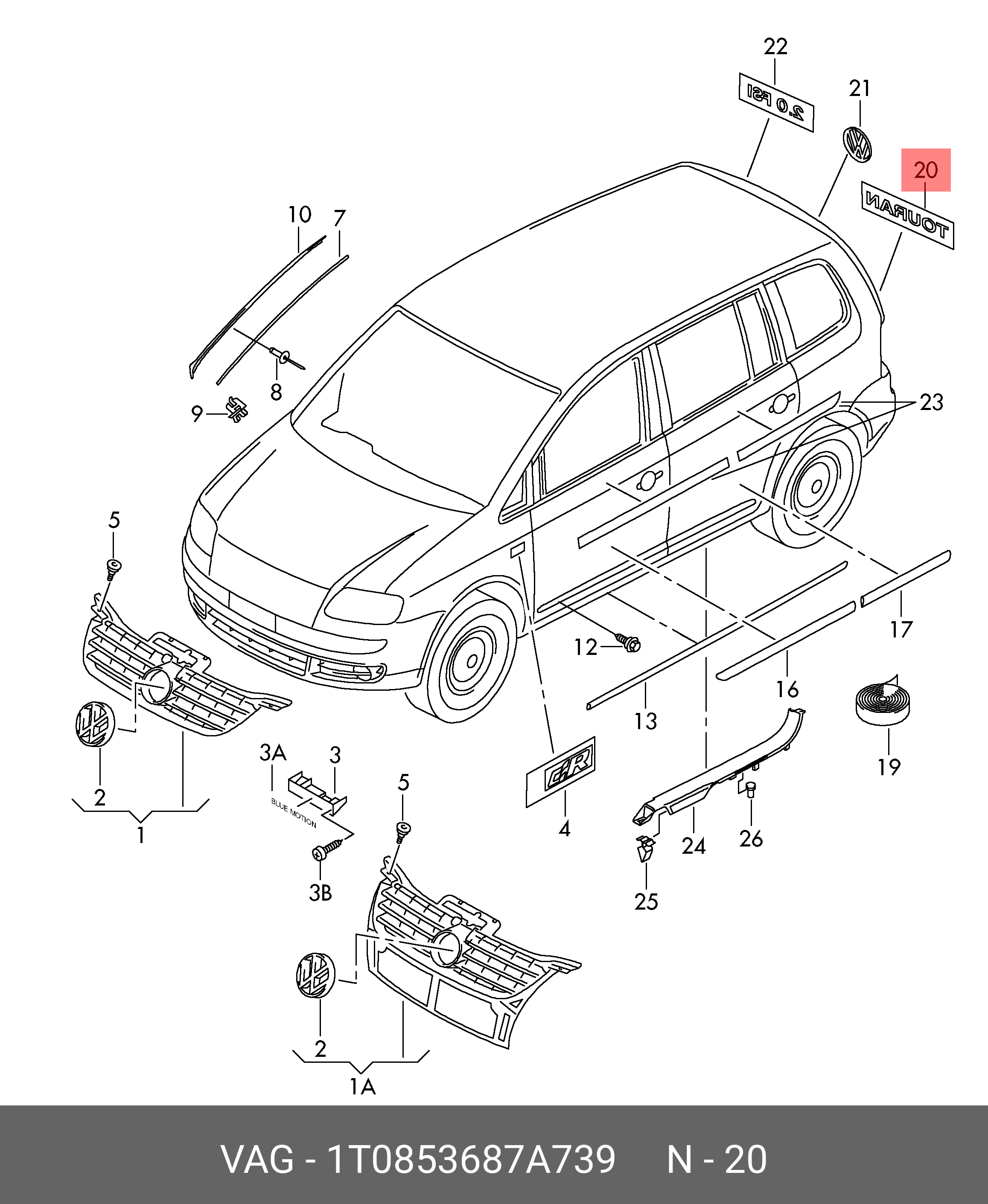 1T0853687A739 VAG Надпись купить в интернет-магазине AvtoTO