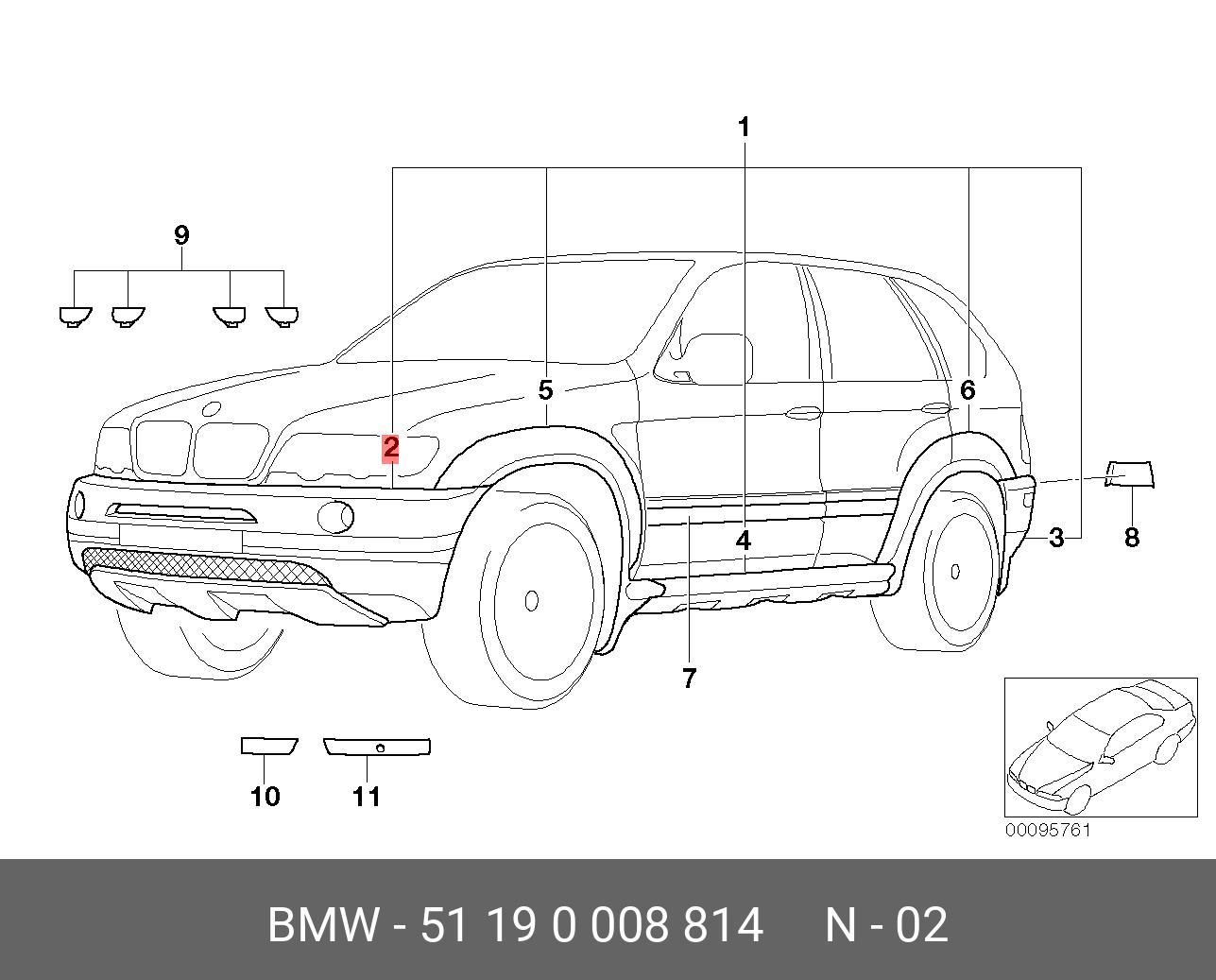 51190008814 BMW Передний фартук без PDC, Автомобили без PDC