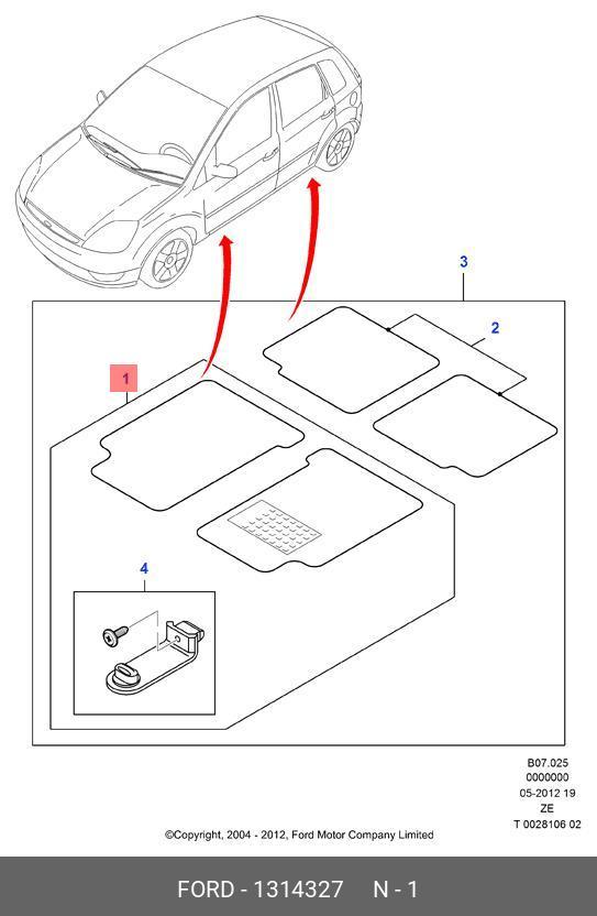 1314327 FORD Ковры салона fiesta 2001 передние велюр ib5 (satin black)