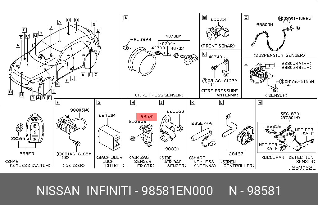 98581EN000 NISSAN ДАТЧИК ПОДУШКИ БЕЗОП