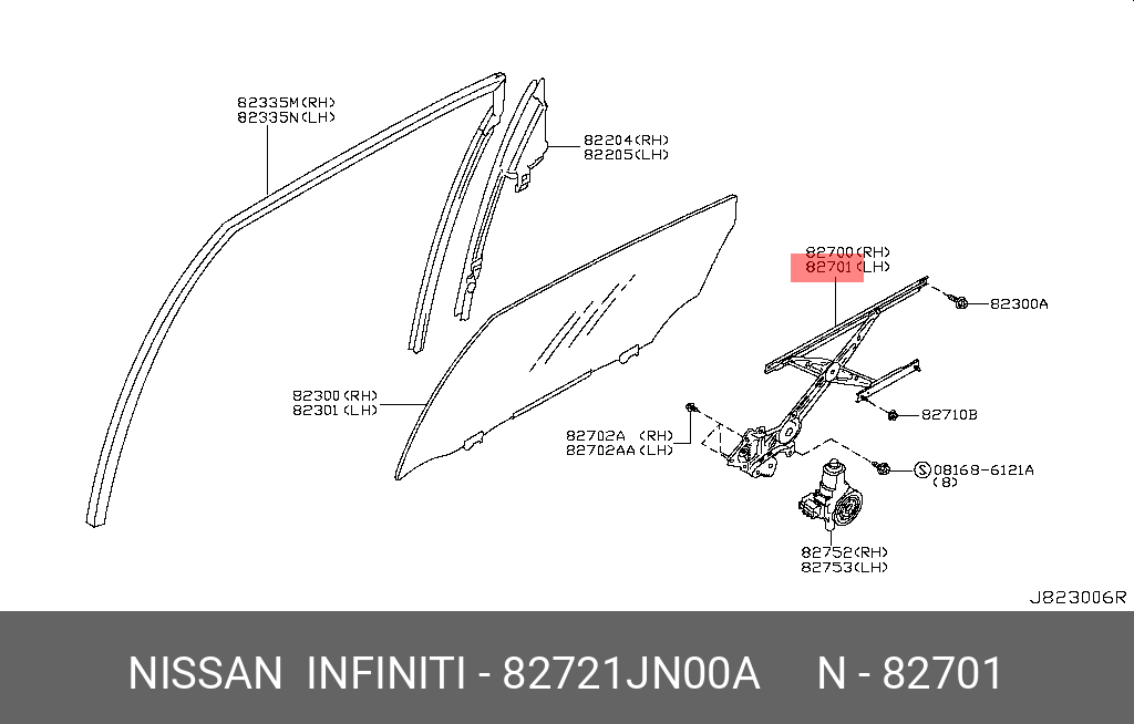 82721JN00A NISSAN СТЕКЛОПОД»ЕМНИК В СБ