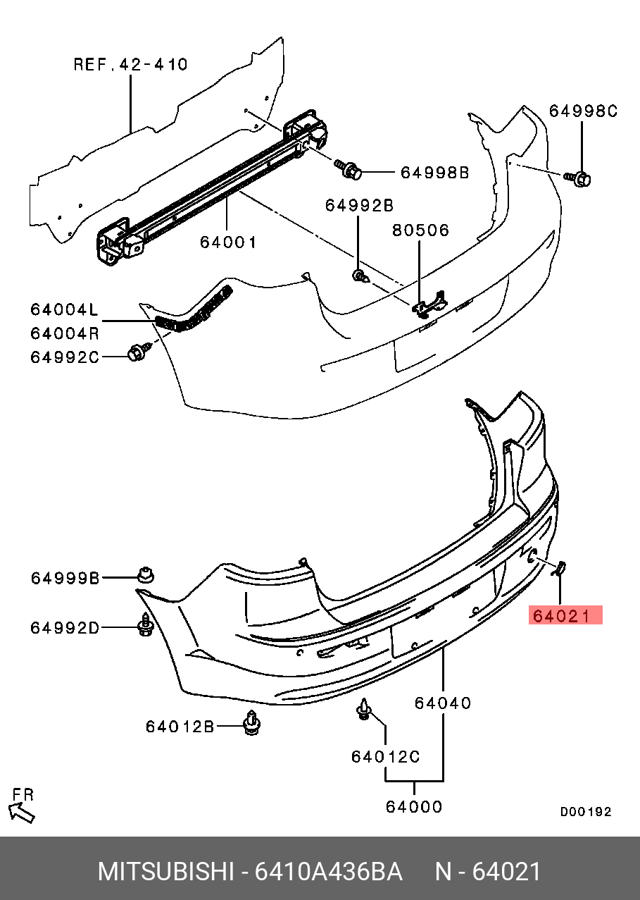 6410A436BA MITSUBISHI БАМПЕРА НАКЛАДКА