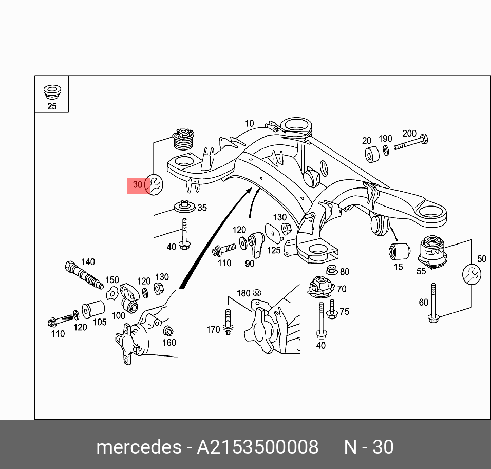 A2153500008 MERCEDES-BENZ ПОДУШКА ЗАДНЕГО МОСТА