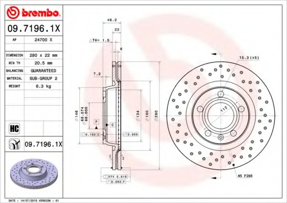0971961X BREMBO Тормозной диск