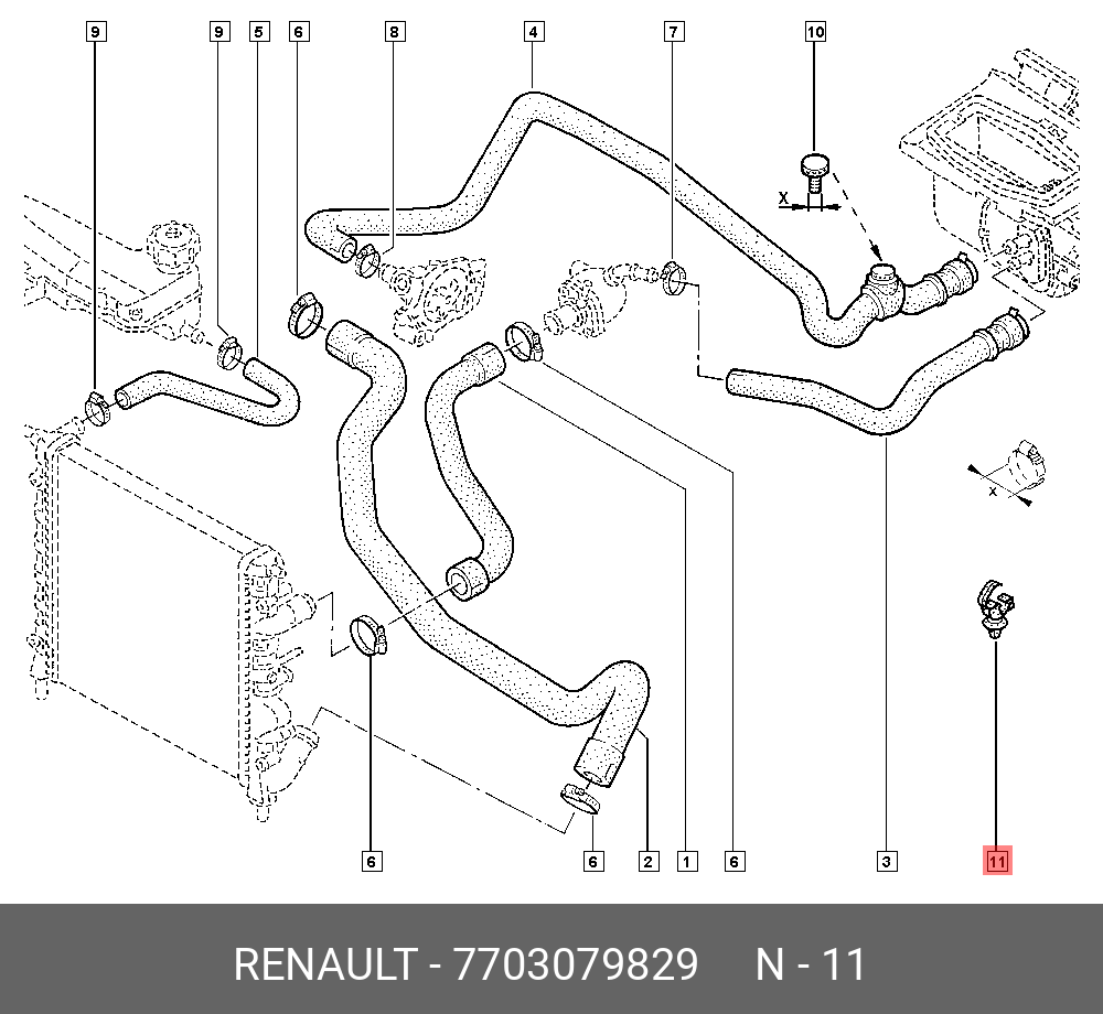 7703079829 RENAULT Пистон крепления (пластик)