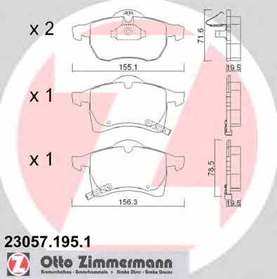 230571951 ZIMMERMANN Тормозные колодки